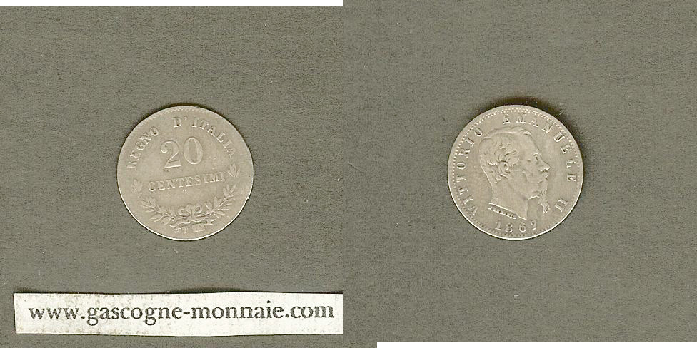 Italy 20 centesimi 1867T VF